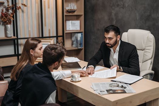 lawyer explaining legal terms to a client