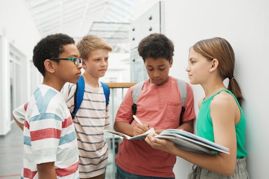 group of students studying together