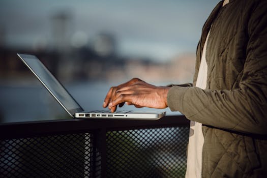 A student using a laptop for legal research